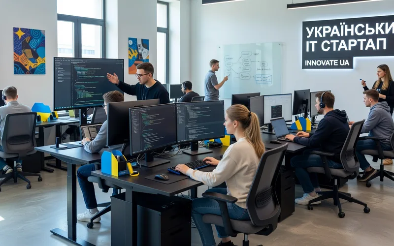 Espace de coworking moderne &agrave; Kiev avec des d&eacute;veloppeurs au travail