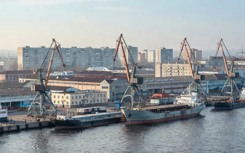 Mykolaiv Ukraine shipyard and Southern Bug river